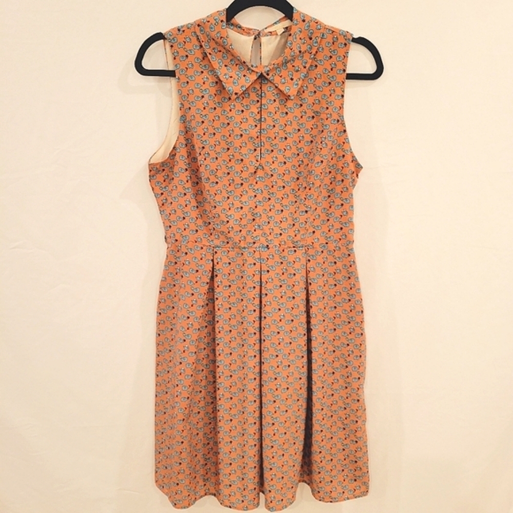 Monteau blue elephant print key hole dress with front and back collar size M-XL